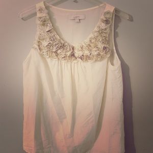 LOFT off white floral tank